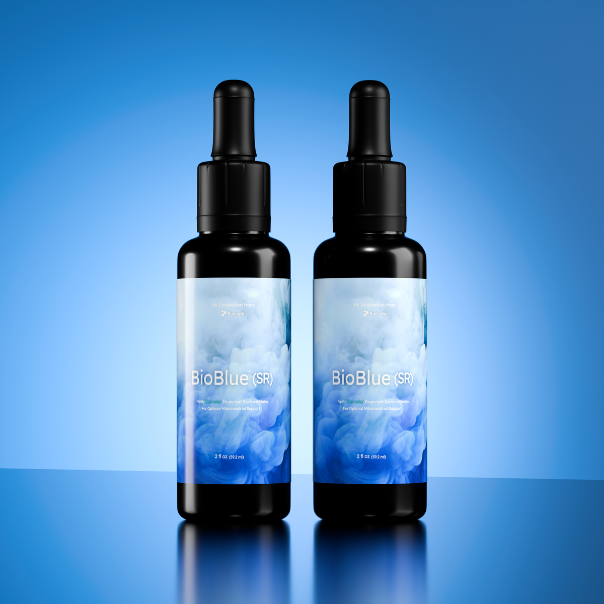 BioBlue (SR): 50/50 Blend | Sustained Release Mitochondrial Support | Made w/ Litewater Deuterium-Depleted Water | 1% Solution, USP Grade