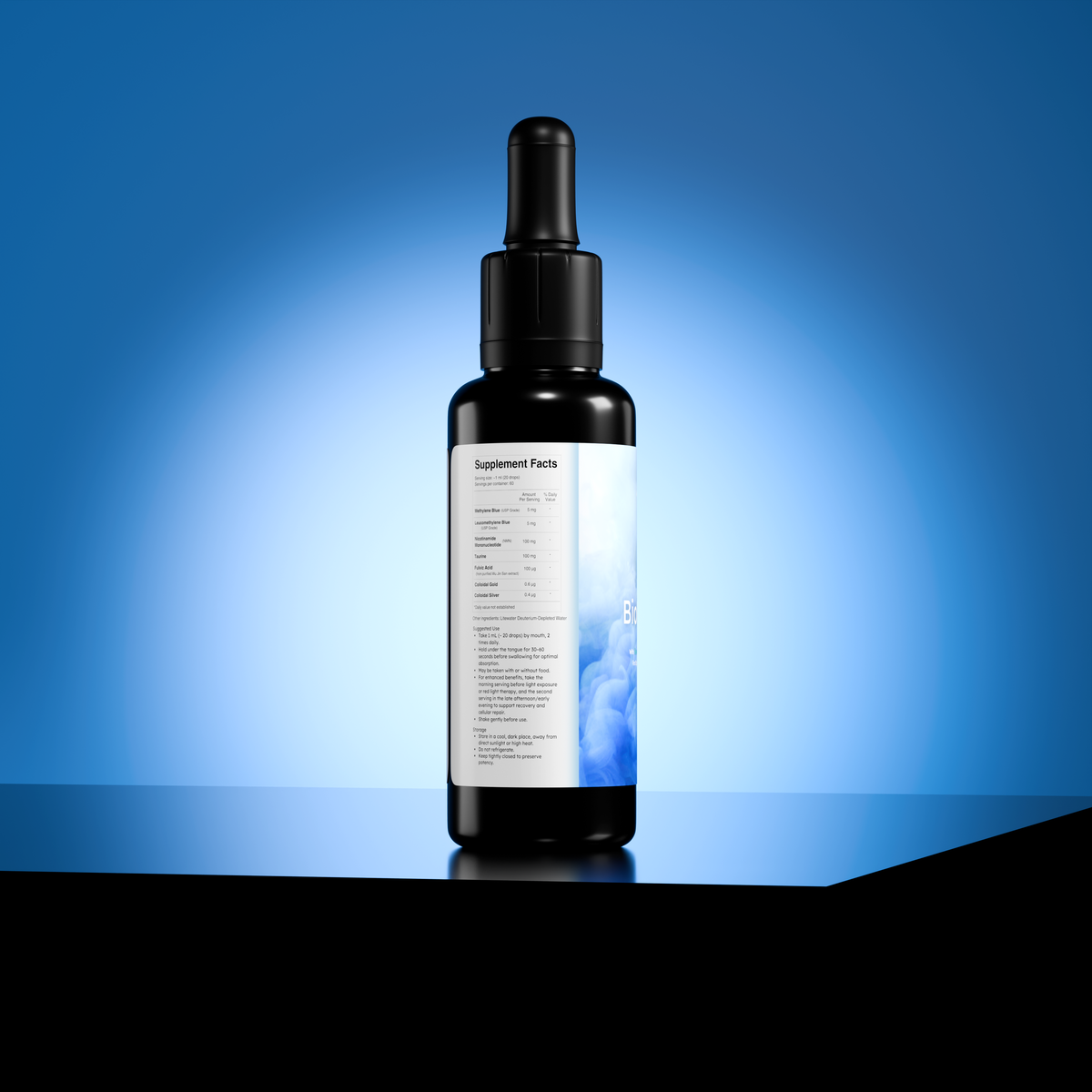 BioBlue (SR): 50/50 Blend | Sustained Release Mitochondrial Support | Made w/ Litewater Deuterium-Depleted Water | 1% Solution, USP Grade