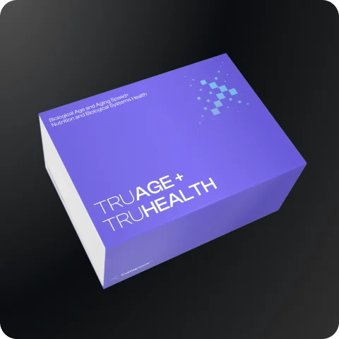 Purple box with 'TRUAGE + TRUHEALTH' branding on a black background
