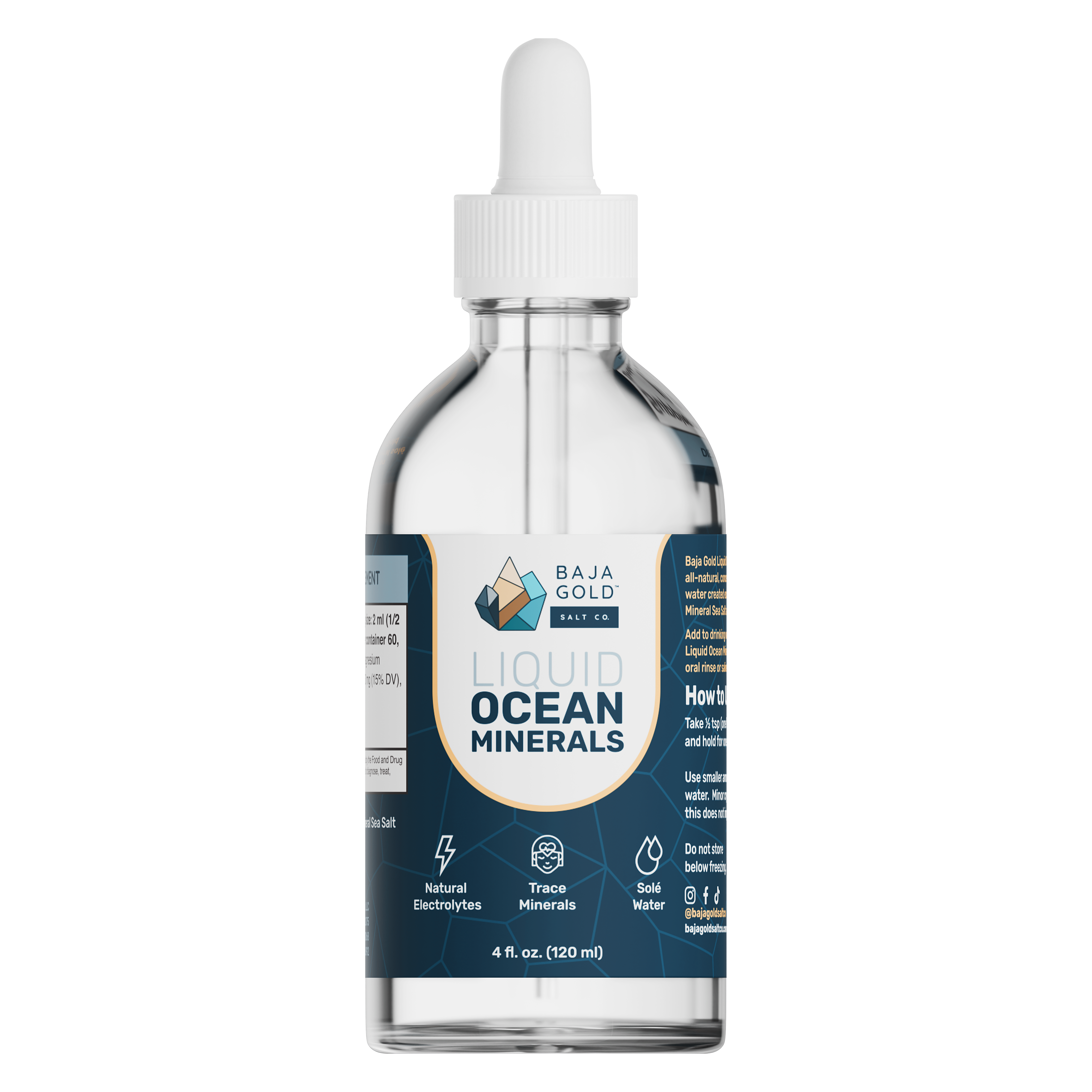 Baja Gold Liquid Ocean Minerals bottle on a white background