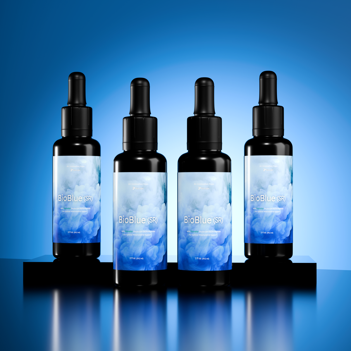 BioBlue (SR): 50/50 Blend | Sustained Release Mitochondrial Support | Made w/ Litewater Deuterium-Depleted Water | 1% Solution, USP Grade