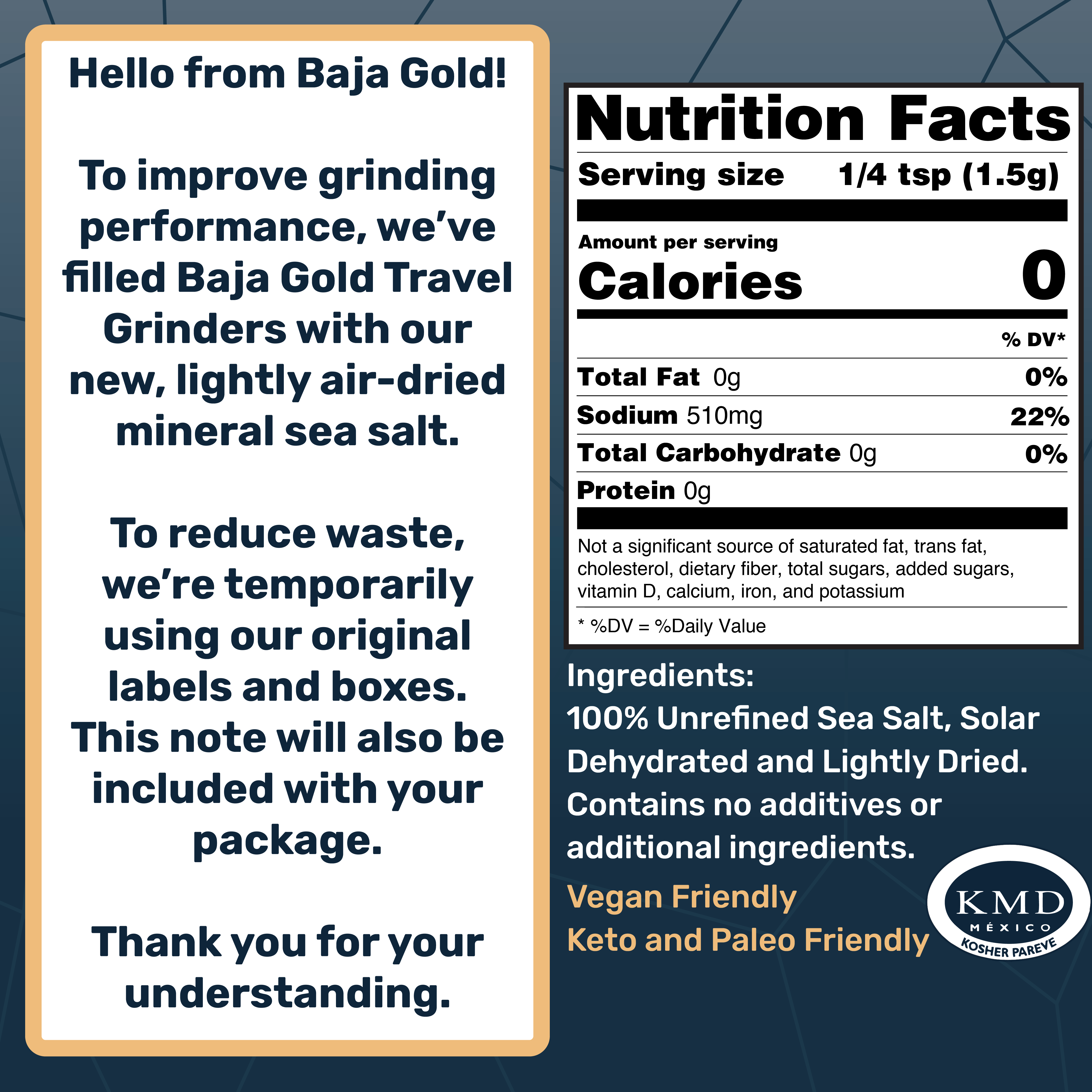 Baja Gold Mineral Sea Salt - Grinders and Refills