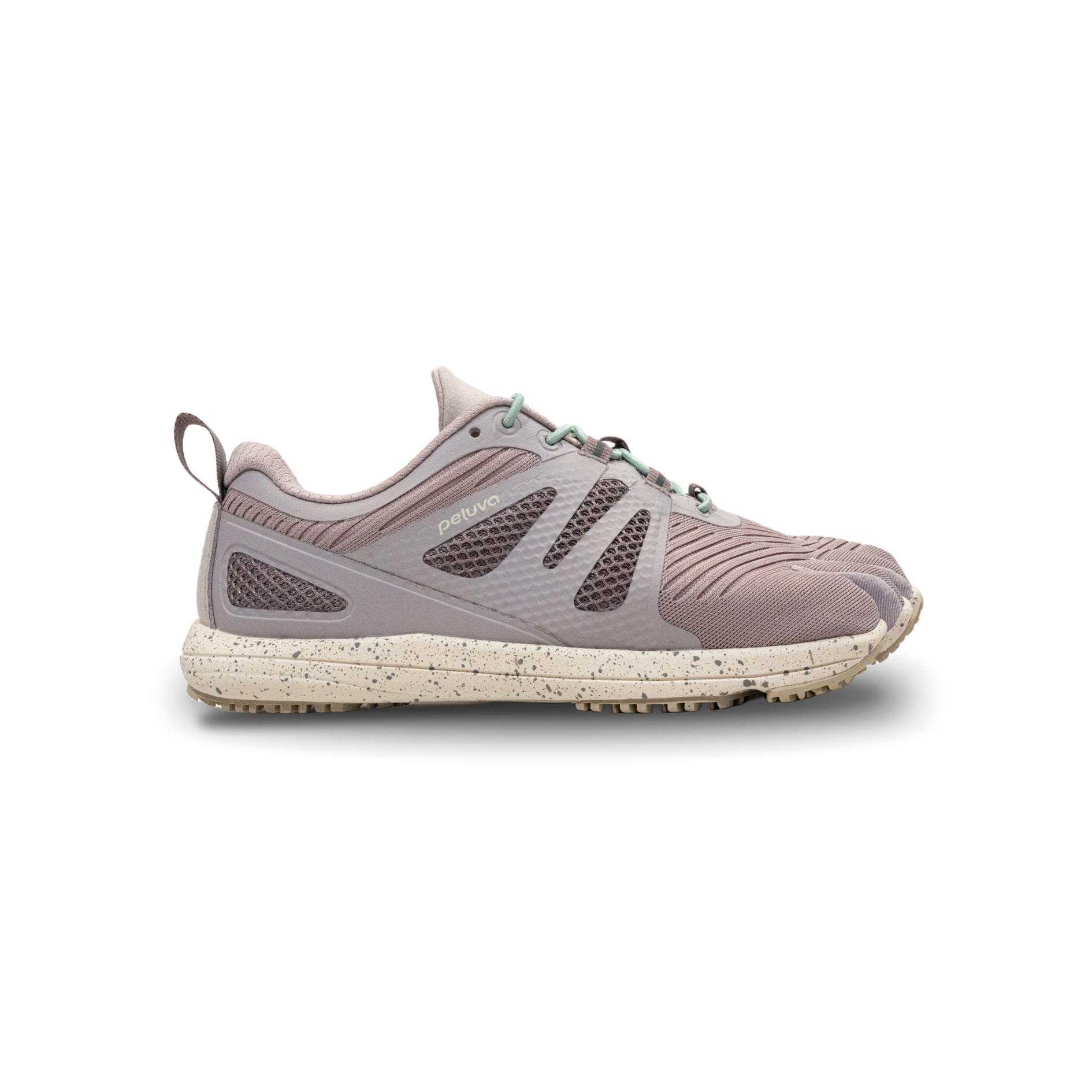 Gray athletic shoe on a white background