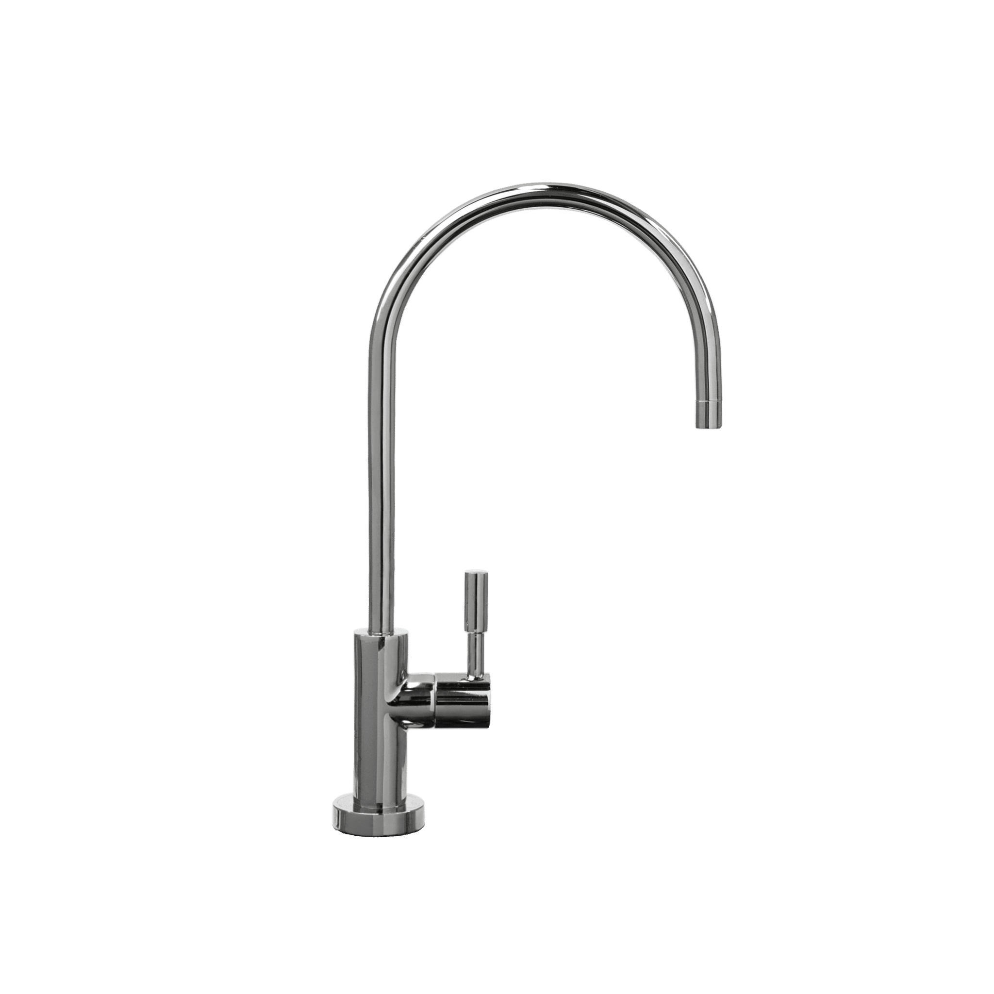Chrome kitchen faucet on a dark blue background